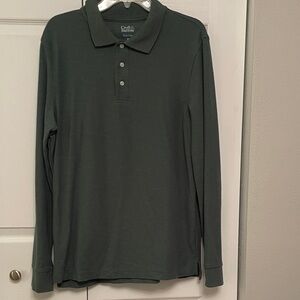 Croft & Barrow Easy Care Medium Green Long Sleeve Polo Shirt